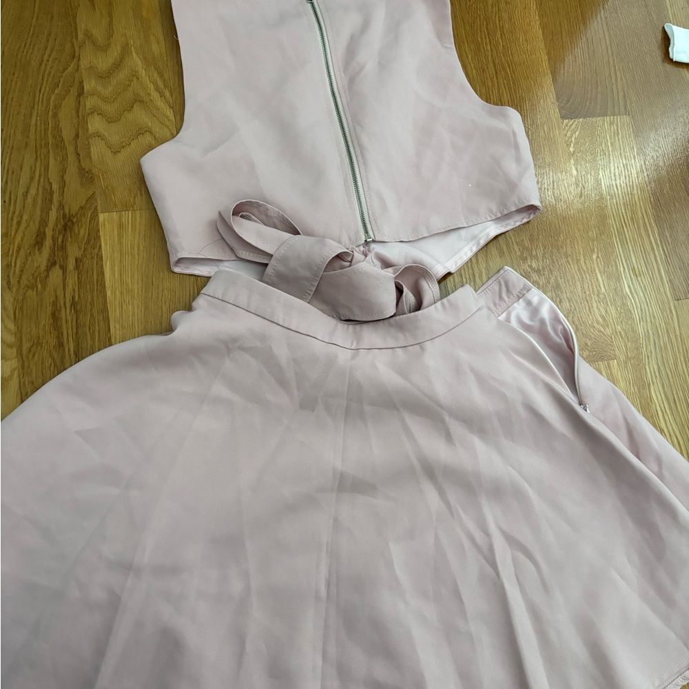2 Piece Pink Bow Mini Skirt
